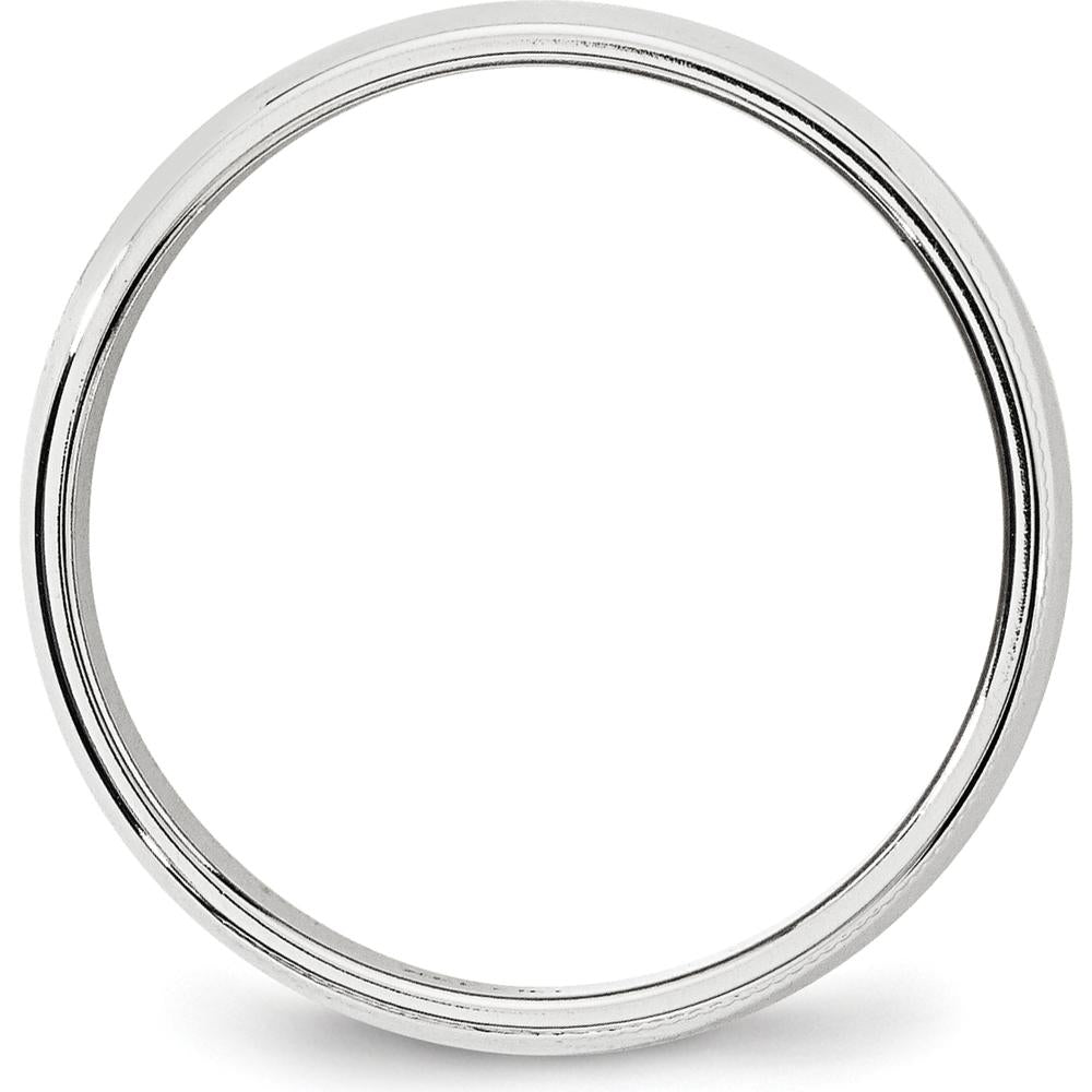14K White Gold 6mm Polished Half-Round Milgrain Wedding Band by Luciano & Cie