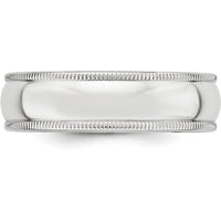 14K White Gold 6mm Polished Half-Round Milgrain Wedding Band by Luciano & Cie