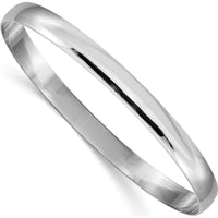 14K White Gold 6mm Polished Slip-On Half-Round Bangle Bracelet by Oro Pregiato