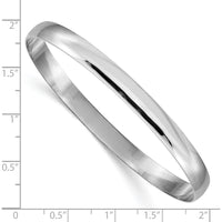 14K White Gold 6mm Polished Slip-On Half-Round Bangle Bracelet by Oro Pregiato