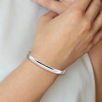 14K White Gold 6mm Polished Slip-On Half-Round Bangle Bracelet by Oro Pregiato
