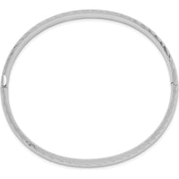 14K White Gold 6mm Polished Textured Hinged Oval Bangle Bracelet by Oro Pregiato