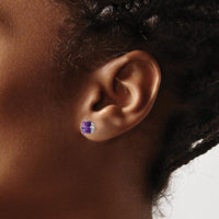 14K White Gold 6mm Princess Cut Amethyst Stud Earrings - 1.00 Carat Total Amethyst Weight by Monteluci Fine Jewelry