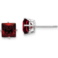 14K White Gold 6mm Princess Cut Garnet Stud Earrings - 1.4 Carat Total Gem Weight by Monteluci Fine Jewelry