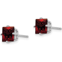 14K White Gold 6mm Princess Cut Garnet Stud Earrings - 1.4 Carat Total Gem Weight by Monteluci Fine Jewelry
