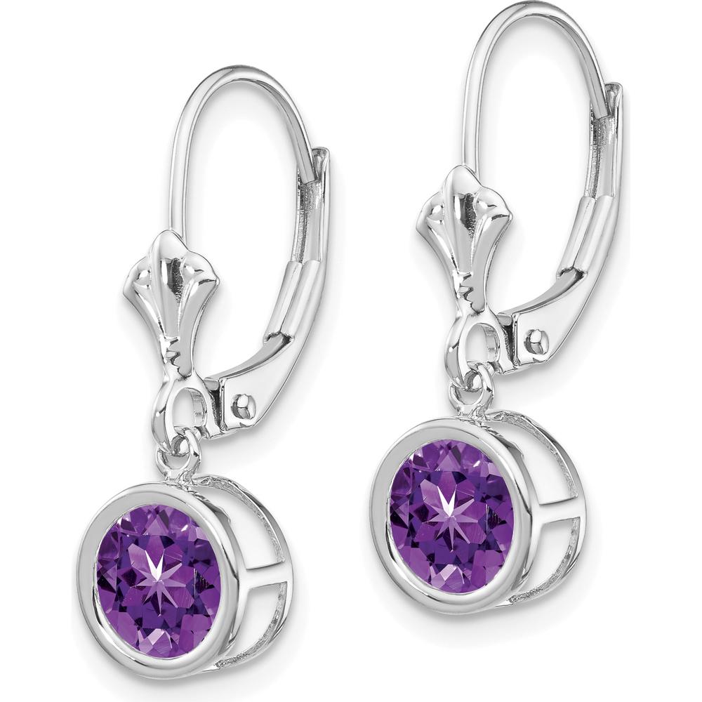 14K White Gold 6mm Round Amethyst Drop Earrings - 0.75 Carat Total Amethyst Weight by Monteluci Fine Jewelry