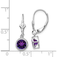 14K White Gold 6mm Round Amethyst Drop Earrings - 0.75 Carat Total Amethyst Weight by Monteluci Fine Jewelry