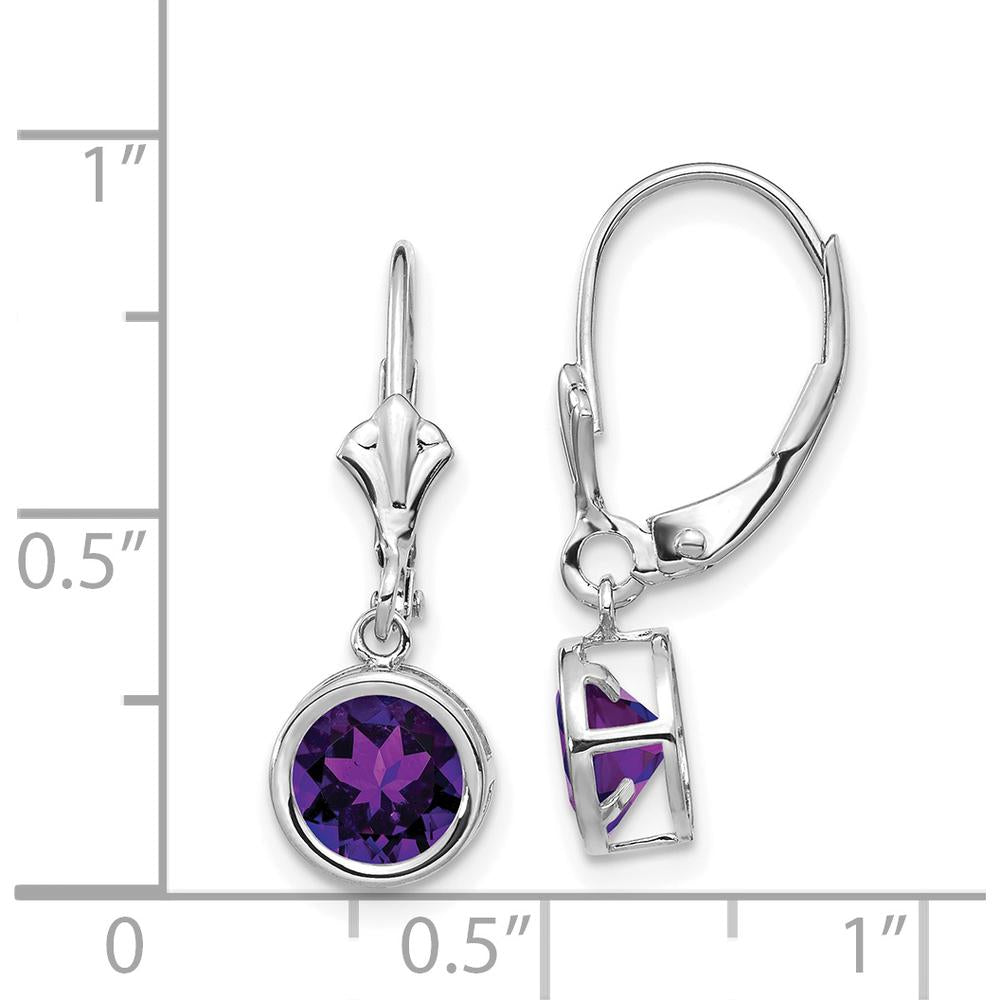 14K White Gold 6mm Round Amethyst Drop Earrings - 0.75 Carat Total Amethyst Weight by Monteluci Fine Jewelry