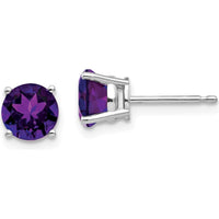 14K White Gold 6mm Round Amethyst Stud Earrings - 0.75 Carat Total Amethyst Weight by Monteluci Fine Jewelry