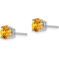 14K White Gold 6mm Round Citrine Stud Earrings - 0.75 Carat Total Gem Weight by Monteluci Fine Jewelry