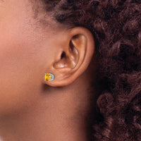 14K White Gold 6mm Round Citrine Stud Earrings - 0.75 Carat Total Gem Weight by Monteluci Fine Jewelry