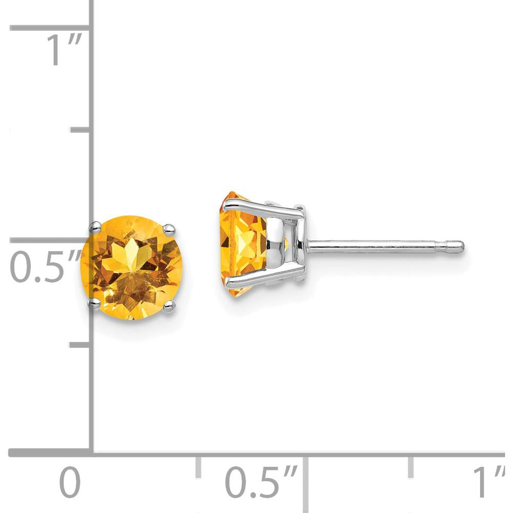 14K White Gold 6mm Round Citrine Stud Earrings - 0.75 Carat Total Gem Weight by Monteluci Fine Jewelry