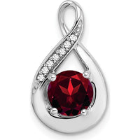 14K White Gold 6mm Round Garnet and Diamond Pendant - 0.8 Carat Total Gem Weight by Lumare Gioia