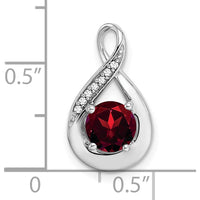14K White Gold 6mm Round Garnet and Diamond Pendant - 0.8 Carat Total Gem Weight by Lumare Gioia