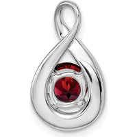 14K White Gold 6mm Round Garnet and Diamond Pendant - 0.8 Carat Total Gem Weight by Lumare Gioia
