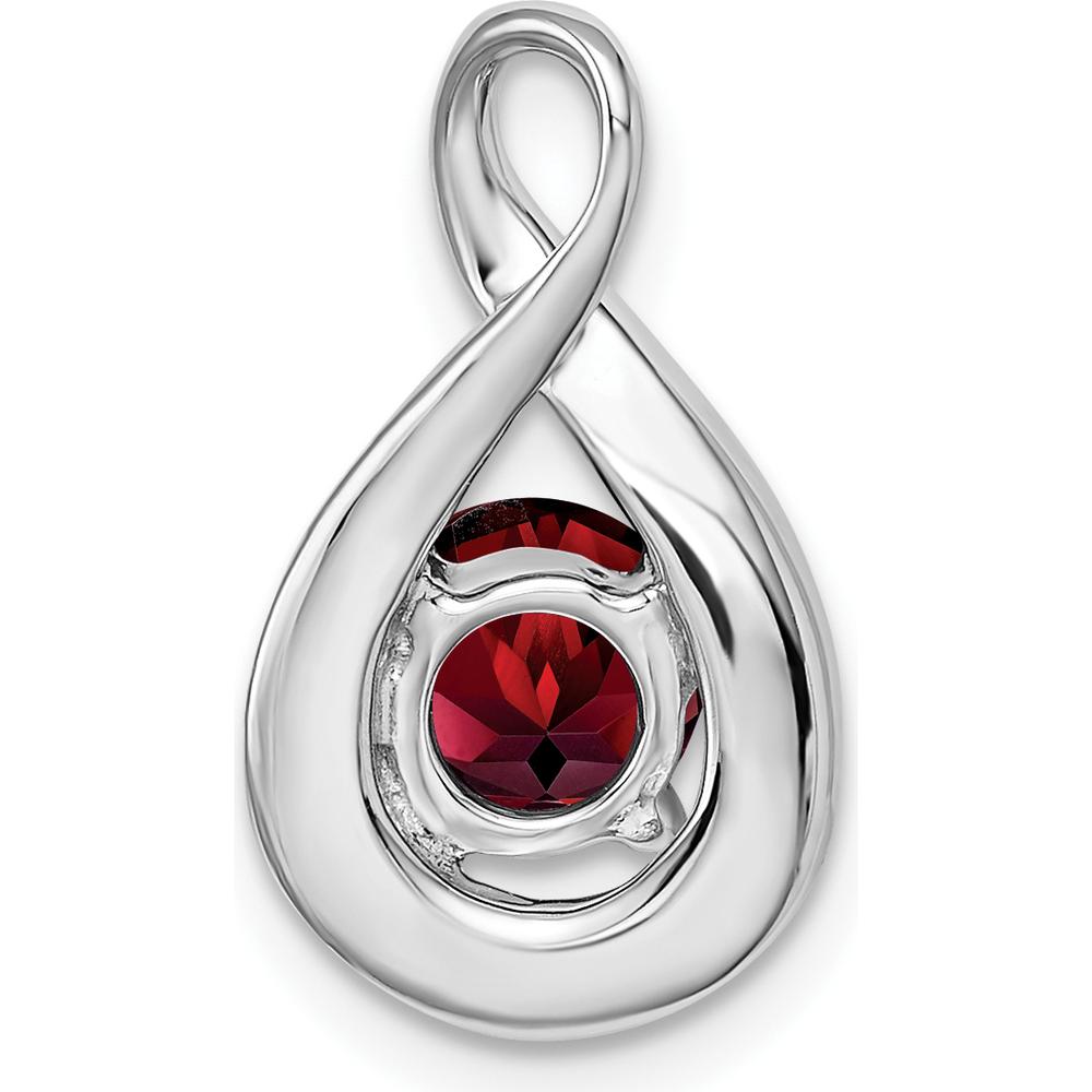 14K White Gold 6mm Round Garnet and Diamond Pendant - 0.8 Carat Total Gem Weight by Lumare Gioia