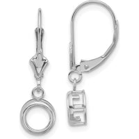 14K White Gold 6mm Round Leverback Earrings - Customizable Mounting for Gemstones by Monteluci Fine Jewelry