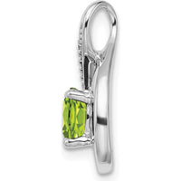 14K White Gold 6mm Round Peridot and Diamond Pendant - 0.8 Carat Peridot, 0.035 Carat Diamond by Lumare Gioia