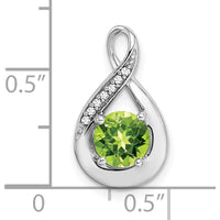 14K White Gold 6mm Round Peridot and Diamond Pendant - 0.8 Carat Peridot, 0.035 Carat Diamond by Lumare Gioia