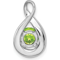 14K White Gold 6mm Round Peridot and Diamond Pendant - 0.8 Carat Peridot, 0.035 Carat Diamond by Lumare Gioia