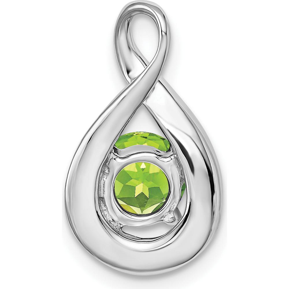 14K White Gold 6mm Round Peridot and Diamond Pendant - 0.8 Carat Peridot, 0.035 Carat Diamond by Lumare Gioia