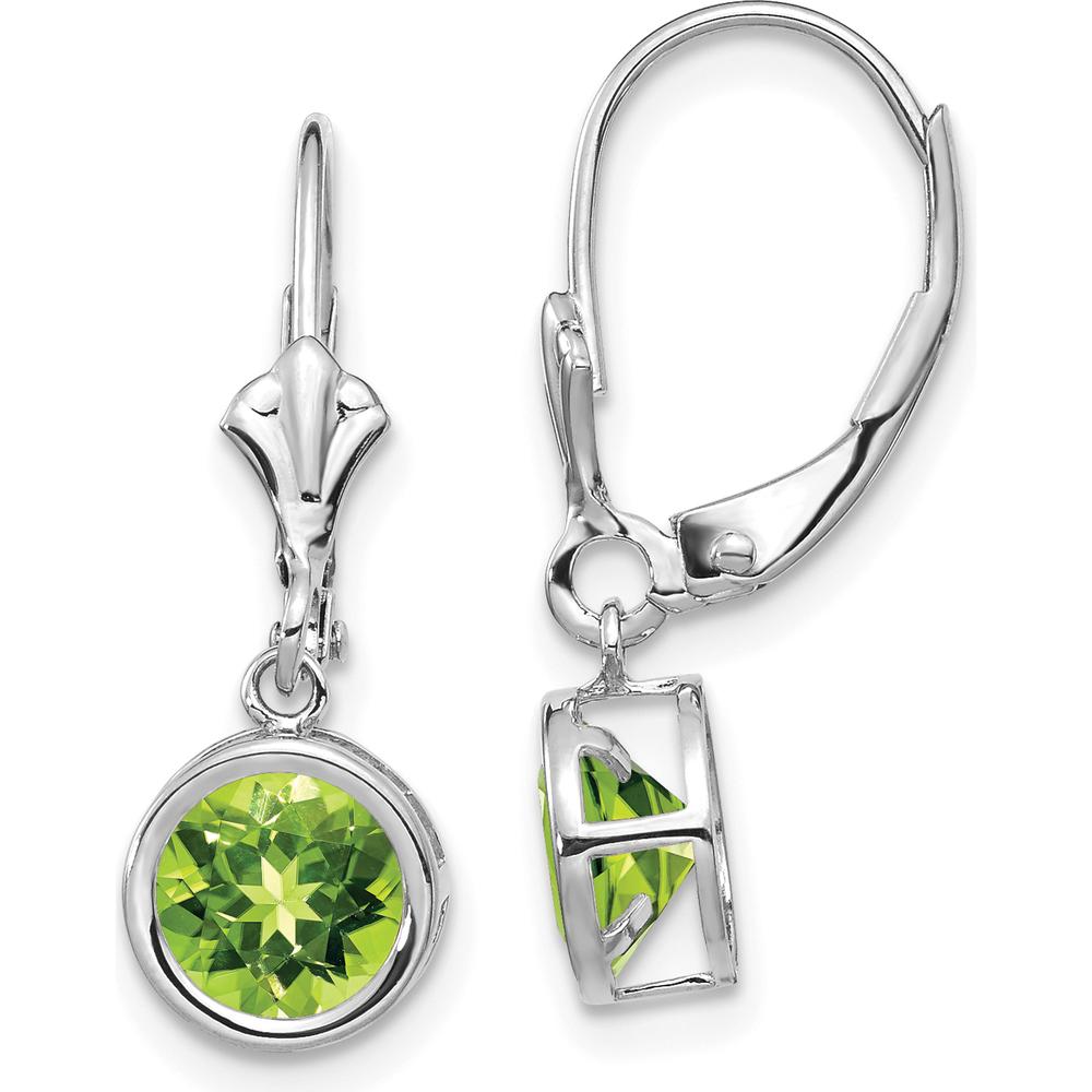 14K White Gold 6mm Round Peridot Drop Earrings - 0.900 Carat Total Peridot Weight by Monteluci Fine Jewelry