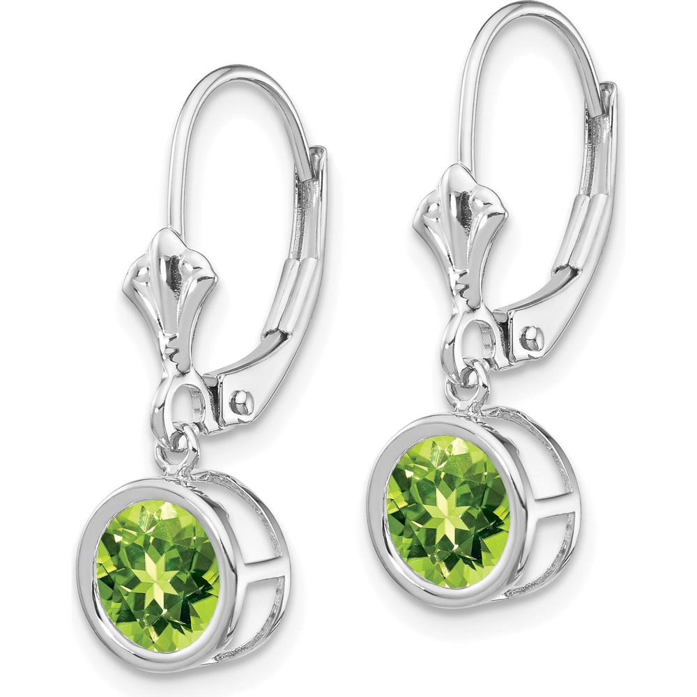 14K White Gold 6mm Round Peridot Drop Earrings - 0.900 Carat Total Peridot Weight by Monteluci Fine Jewelry