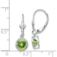 14K White Gold 6mm Round Peridot Drop Earrings - 0.900 Carat Total Peridot Weight by Monteluci Fine Jewelry