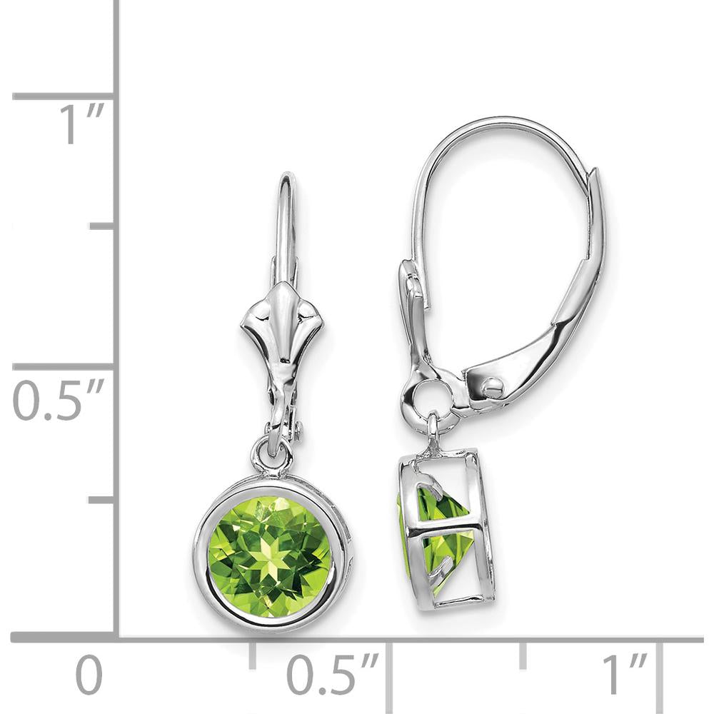 14K White Gold 6mm Round Peridot Drop Earrings - 0.900 Carat Total Peridot Weight by Monteluci Fine Jewelry