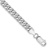 14K White Gold 6mm Semi-Solid Miami Cuban Chain Anklet - Polished Finish with Rhodium Plating by Oro Pregiato