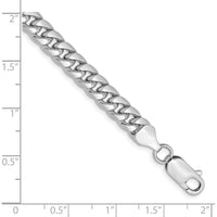 14K White Gold 6mm Semi-Solid Miami Cuban Chain Anklet - Polished Finish with Rhodium Plating by Oro Pregiato