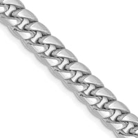 14K White Gold 6mm Semi-Solid Miami Cuban Chain Necklace - 26 Inches by Oro Pregiato