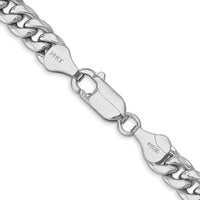 14K White Gold 6mm Semi-Solid Miami Cuban Chain Necklace - 26 Inches by Oro Pregiato