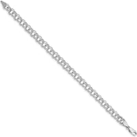 14K White Gold 6mm Solid Double Link Charm Bracelet - 8" Length by 0