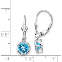 14K White Gold 6mm Swiss Blue Topaz Leverback Earrings - 1.05 Carat Total Gem Weight by Monteluci Fine Jewelry