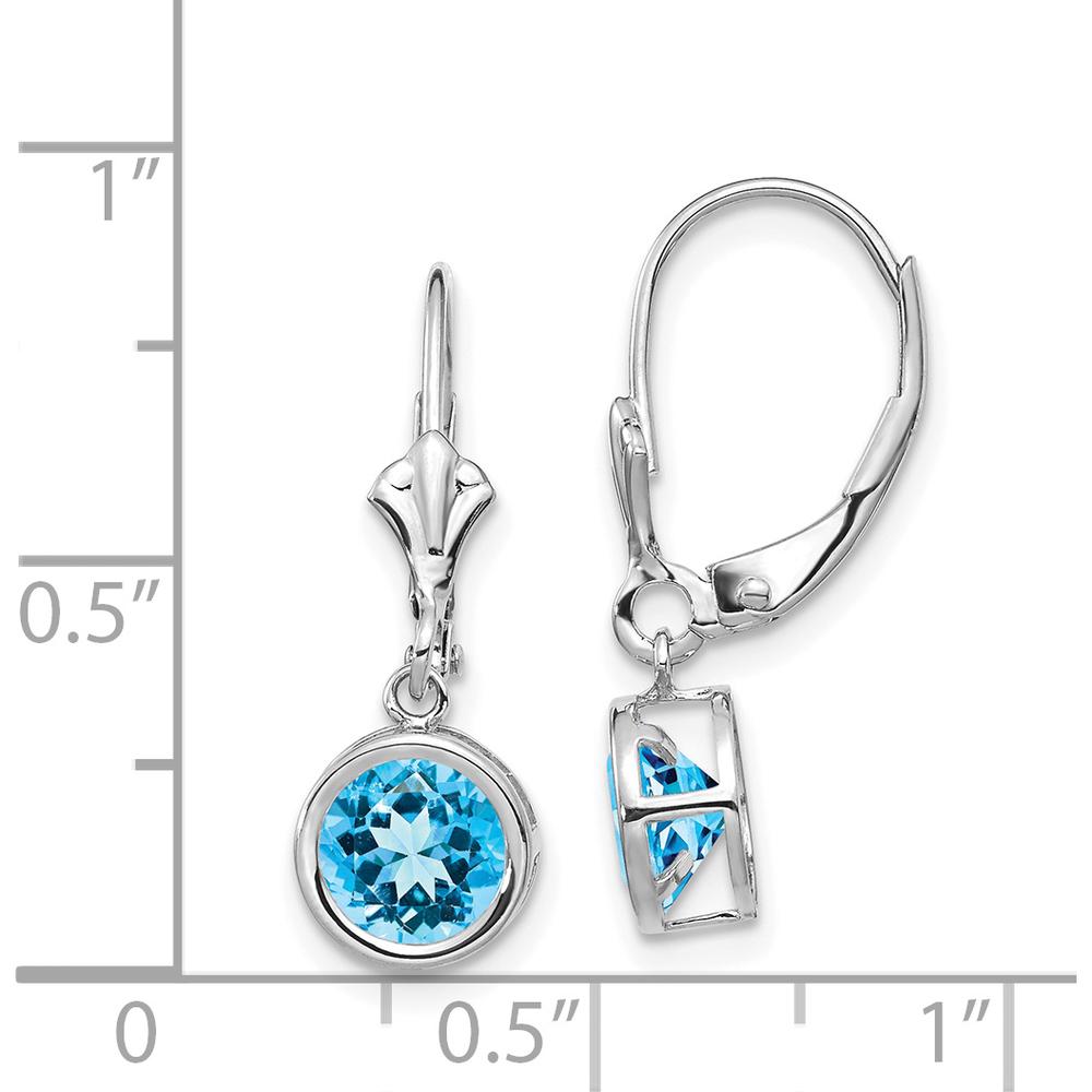 14K White Gold 6mm Swiss Blue Topaz Leverback Earrings - 1.05 Carat Total Gem Weight by Monteluci Fine Jewelry