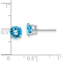 14K White Gold 6mm Swiss Blue Topaz Stud Earrings - 1.05 Carat Total Gem Weight by Monteluci Fine Jewelry