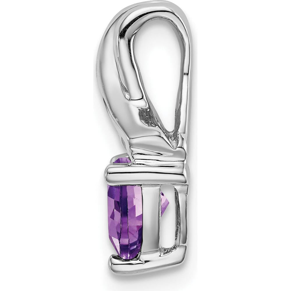 14K White Gold 6mm Trillion Amethyst and Diamond Pendant - 0.64 Carat Total Gem Weight by Lumare Gioia