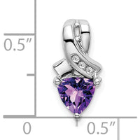 14K White Gold 6mm Trillion Amethyst and Diamond Pendant - 0.64 Carat Total Gem Weight by Lumare Gioia