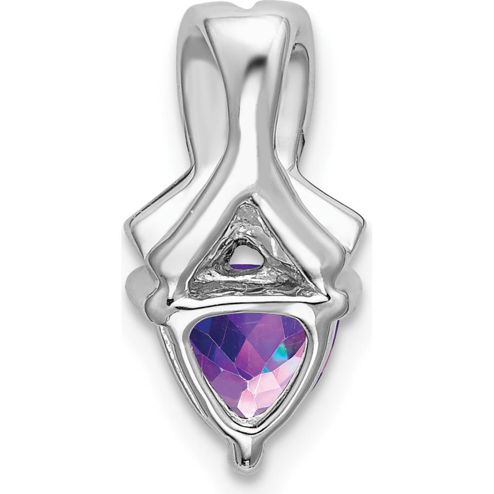 14K White Gold 6mm Trillion Amethyst and Diamond Pendant - 0.64 Carat Total Gem Weight by Lumare Gioia