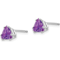 14K White Gold 6mm Trillion Amethyst Stud Earrings - 0.70 Carat Total Amethyst Weight by Monteluci Fine Jewelry