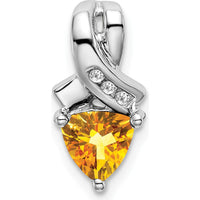 14K White Gold 6mm Trillion Citrine and Diamond Pendant - 0.65 Carat Total Gemstone Weight by Lumare Gioia