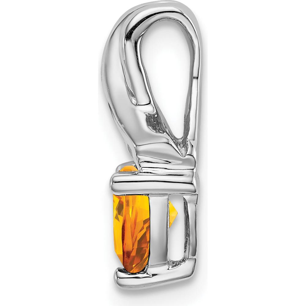 14K White Gold 6mm Trillion Citrine and Diamond Pendant - 0.65 Carat Total Gemstone Weight by Lumare Gioia