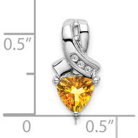 14K White Gold 6mm Trillion Citrine and Diamond Pendant - 0.65 Carat Total Gemstone Weight by Lumare Gioia