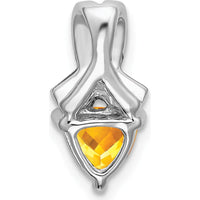14K White Gold 6mm Trillion Citrine and Diamond Pendant - 0.65 Carat Total Gemstone Weight by Lumare Gioia