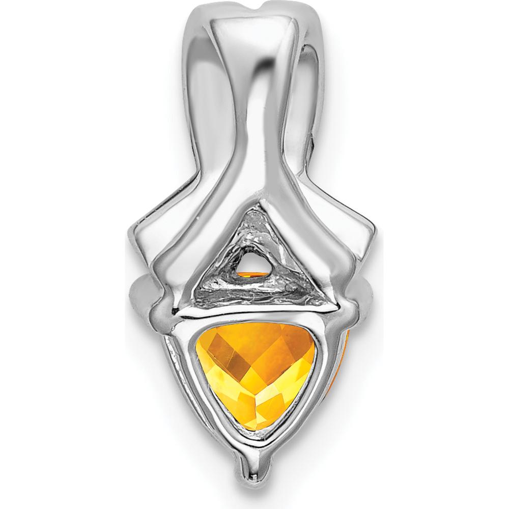 14K White Gold 6mm Trillion Citrine and Diamond Pendant - 0.65 Carat Total Gemstone Weight by Lumare Gioia