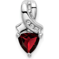 14K White Gold 6mm Trillion Garnet and Diamond Pendant - 0.92 Carat Garnet, 0.02 Carat Diamond Total by Lumare Gioia