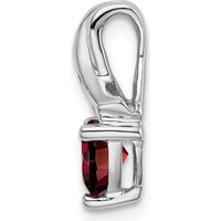 14K White Gold 6mm Trillion Garnet and Diamond Pendant - 0.92 Carat Garnet, 0.02 Carat Diamond Total by Lumare Gioia