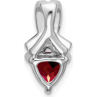 14K White Gold 6mm Trillion Garnet and Diamond Pendant - 0.92 Carat Garnet, 0.02 Carat Diamond Total by Lumare Gioia