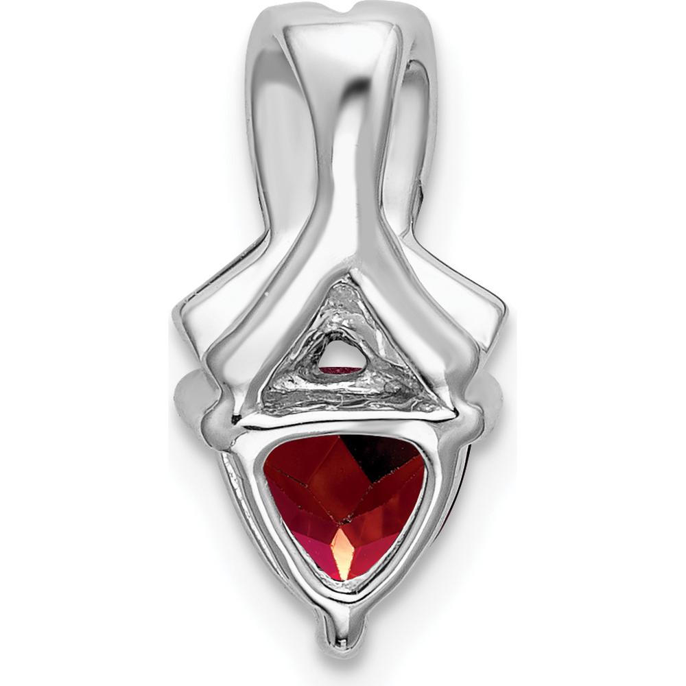 14K White Gold 6mm Trillion Garnet and Diamond Pendant - 0.92 Carat Garnet, 0.02 Carat Diamond Total by Lumare Gioia